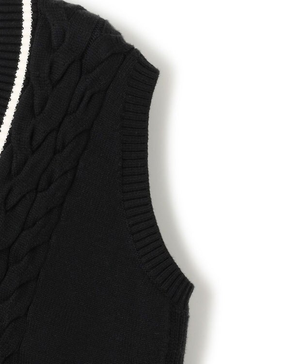 23区 【洗える】コットンリリー Vネック ベスト ブラック系