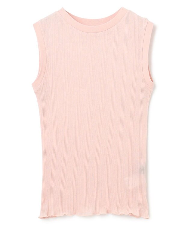 uncrave 【手洗い可】シアー ランダムリブ ノースリーブ カットソー（uncrave STANDARD） ピンク