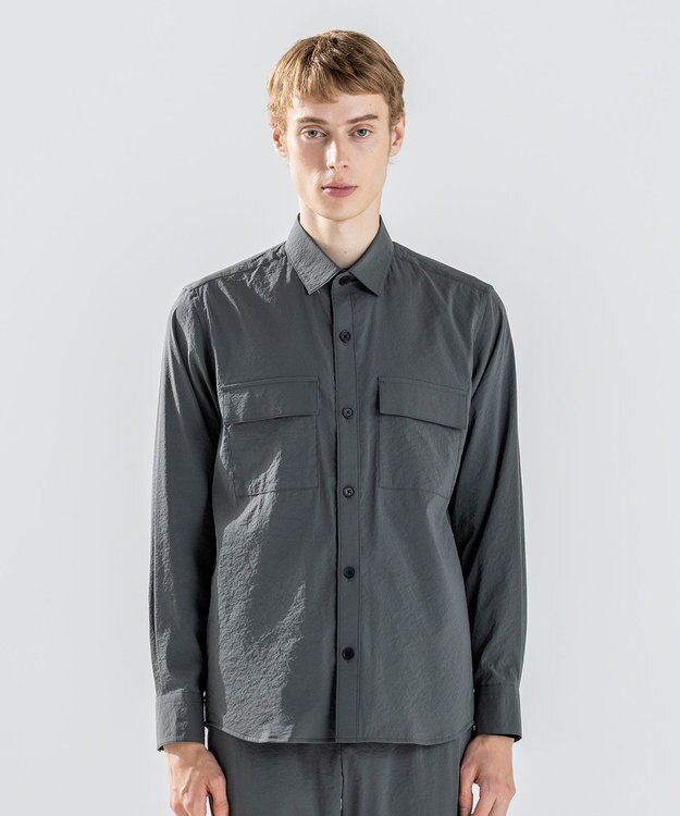 JOSEPH HOMME 新素材【ストレッチ】グレインウェーブストレッチ / シャツブルゾン ダークグリーン系