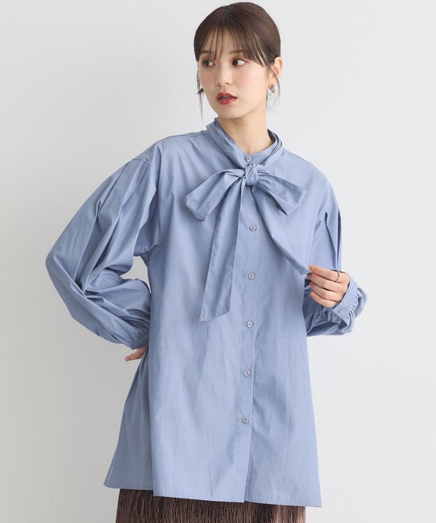 earth music&ecology 2wayボウタイブラウス Blue