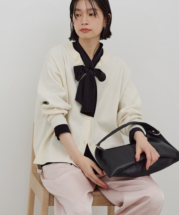 AMERICAN HOLIC 【イージーケア】ナロータイブラウス Black