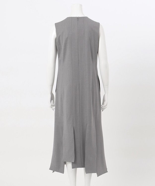 23区 L 【エステータ】ウールシルクギャバジン ランダムヘム ワンピース ライトグレー系