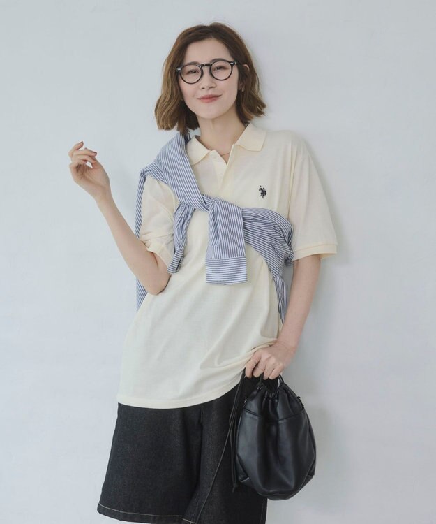 WEGO 【ユニセックス着用ITEM/SMLサイズ展開】U.S. POLO ASSN.別注ポロシャツ ホワイトアイボリー