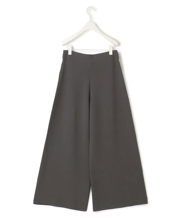 ICB L 【洗える】ハイゲージスムース ワイドパンツ チャコール系