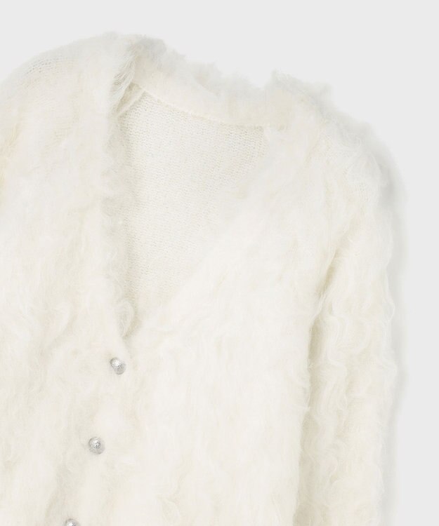 GRACE CONTINENTAL シャギーニットカーディガン ホワイト