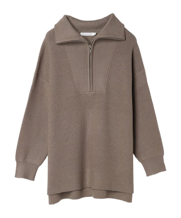 AMERICAN HOLIC バイパチハーフＺＩＰ片畦ニットプルオーバー　 Mocha