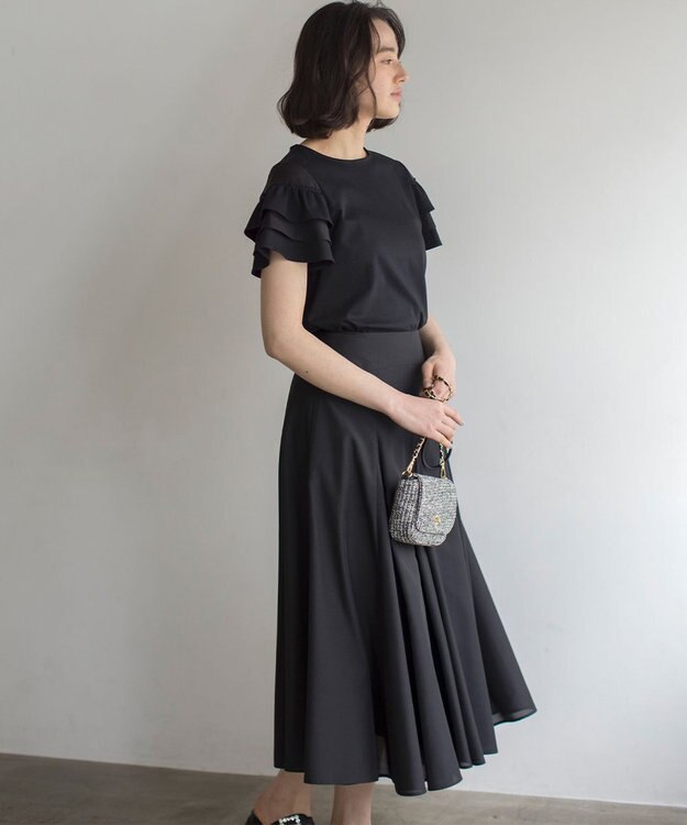 組曲 コットンポンチシア－スリーブ ブラウス ブラック系