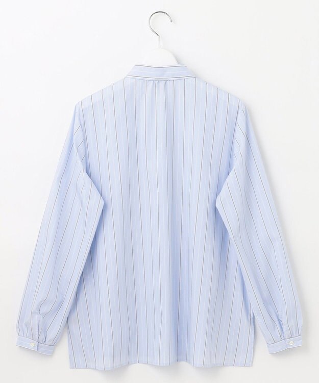 J.PRESS LADIES L 【洗える】ランダムストライプ シャツカラー ブラウス サックスブルー系1