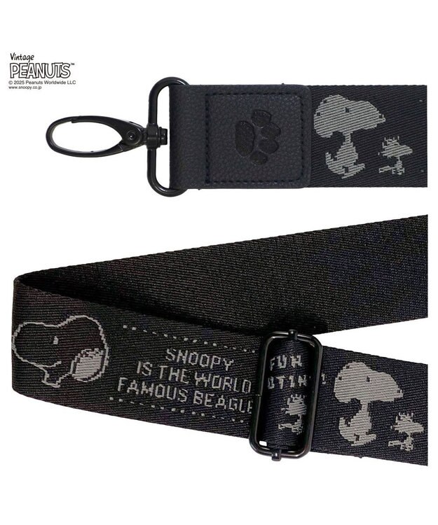 ROOTOTE 0695【直営店限定：スヌーピー】IP.WR.ストラップ.ピーナッツ-RTG 01：ブラック