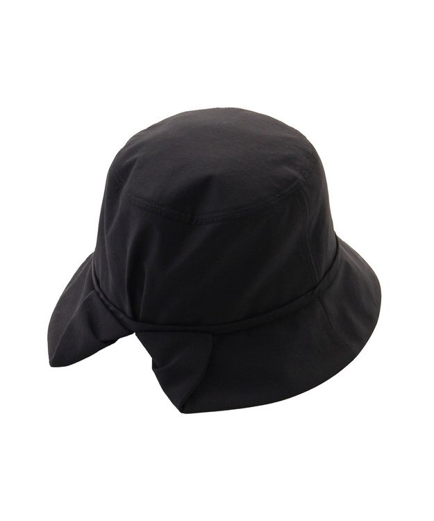 MOONBAT 【遮光100％/遮熱/UVカット】FURLA(フルラ)小ツバ 後ろ割れ バケットハット 帽子 無地 チャーム付き 手洗い可能/サイズ調整可能 ブラック