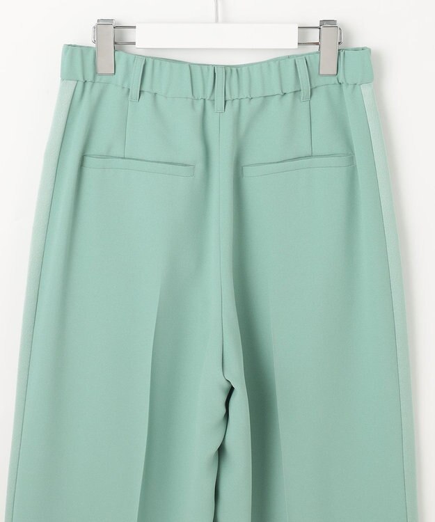 自由区 【SHIHOさんコラボ・洗える】バックサテンジョーゼットワイド パンツ フロスティグリーン
