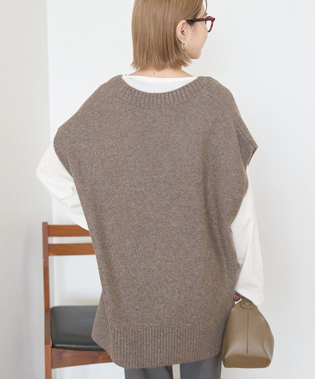 AMERICAN HOLIC ラメ入りＶネックニットベスト Mocha