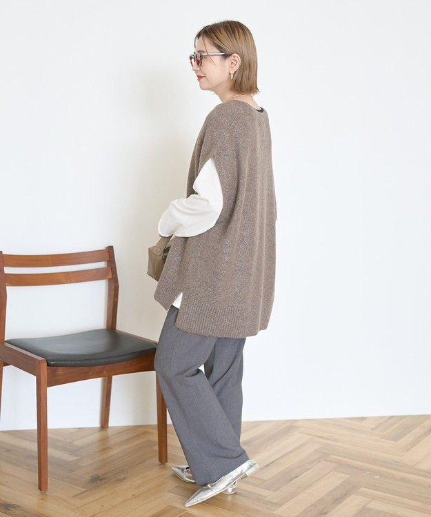 AMERICAN HOLIC ラメ入りＶネックニットベスト Mocha