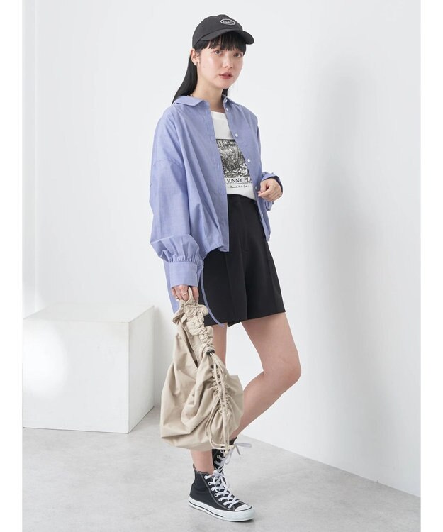 earth music&ecology ＴＲキュプラドロストシャツ Blue