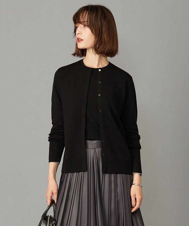 ICB 【洗える】エクストラファインメリノ カーディガン ブラック系