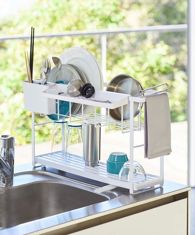 tower スリムスリーウェイ水切りワイヤーバスケット 2段 タワー ホワイト ホワイト