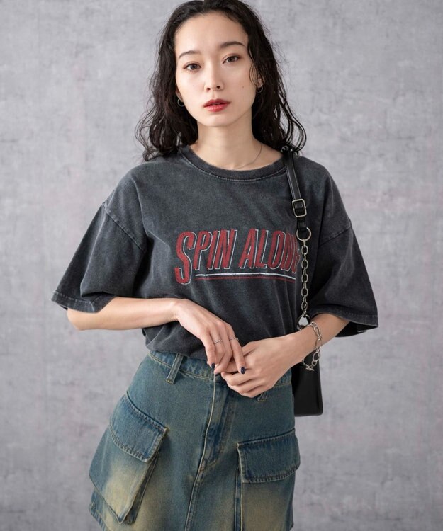 WEGO 【綿100%】ヴィンテージウォッシュグラフィックTシャツ 柄2