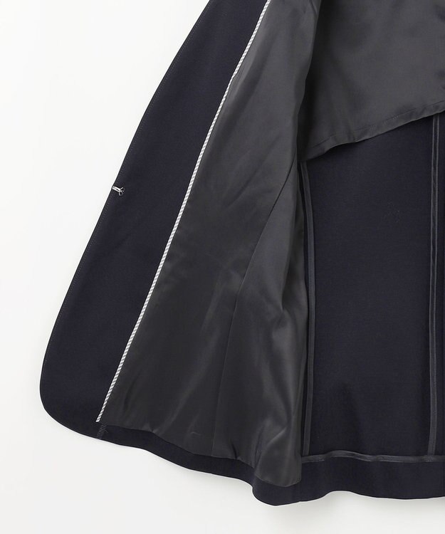 J.PRESS LADIES 【セットアップ対応・洗える・抗菌防臭】T/Cポンチ ノーカラー ジャケット ネイビー系