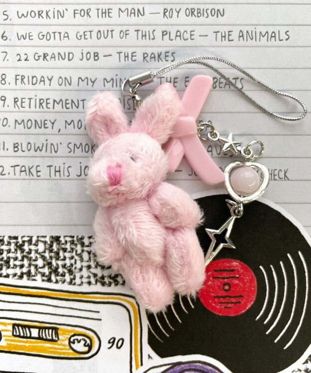 WEGO ミニうさぎビーズストラップキーホルダー ピンク