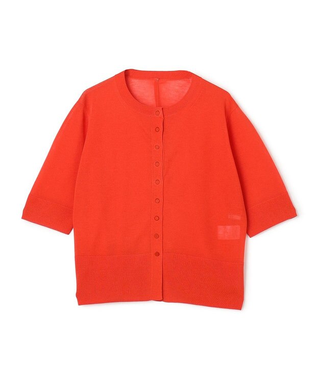 BEIGE， MOISE / シアーニット　5分袖カーディガン Red