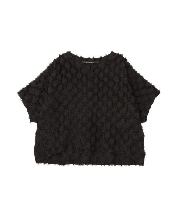 YECCA VECCA ジャガードフリンジブラウス Black