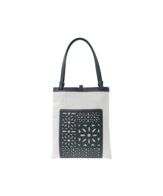 genten タペストリーカットワーク トートバッグ ネイビーブルー