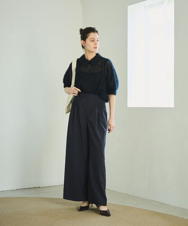 #Newans フィラッフィパフスリーブプラウス ネイビー