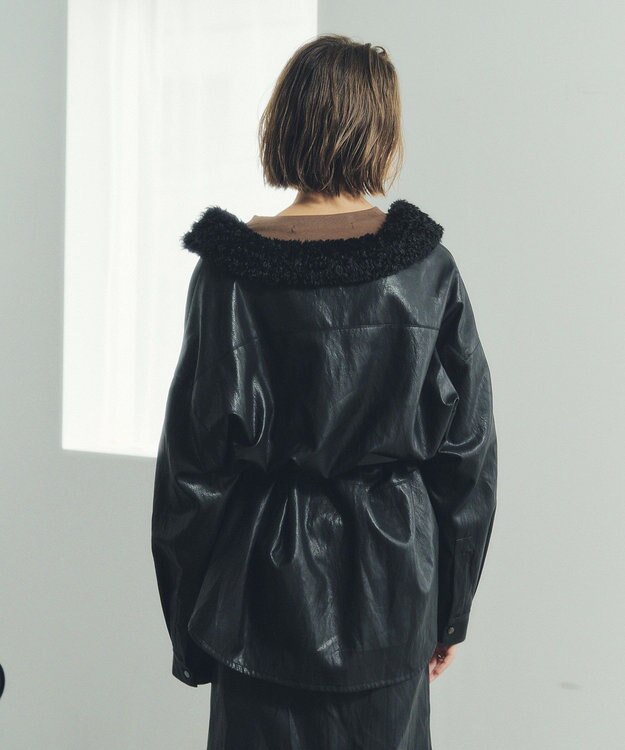 YECCA VECCA レザーライクシャツジャケット Black