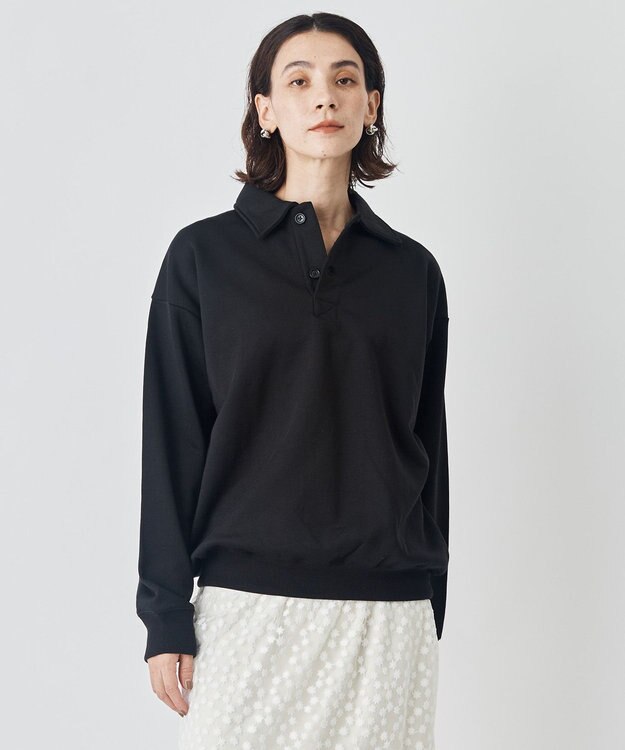 UNFILO MENS 【男女兼用】ナイロン裏毛 ポロ ブラック