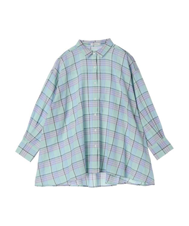 Green Parks チェック柄シャツチュニック Blue