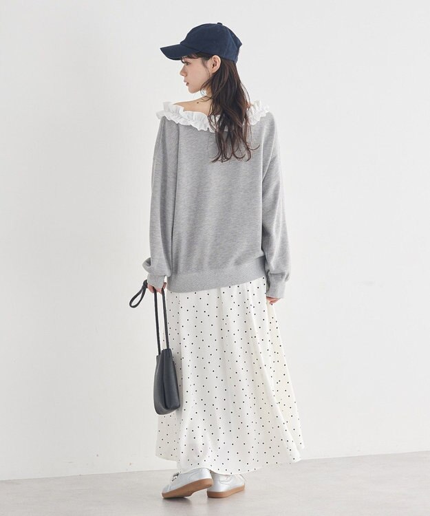 earth music&ecology フリルオフショルウラケスウェット Gray Mixture