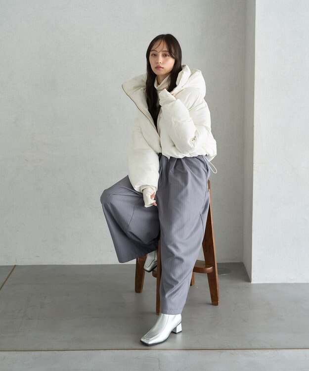 earth music&ecology 2wayパファー ショートブルゾン アイボリー