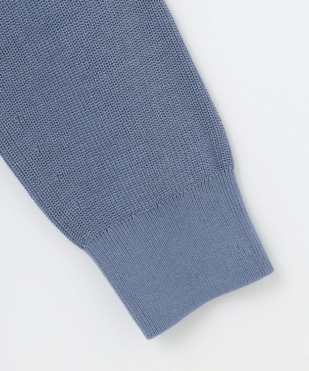 J.PRESS LADIES 【洗える】 ガスコットンアウター キーネック カーディガン ダルブルー系