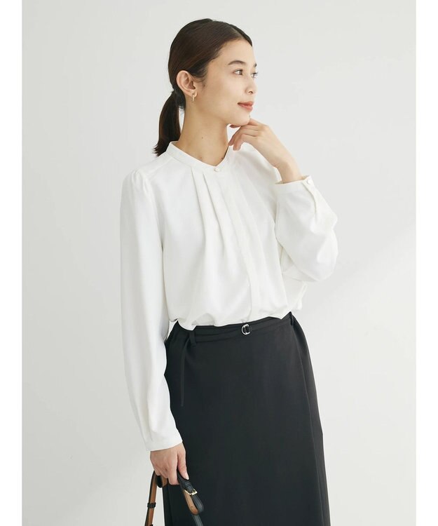 Green Parks ＢＰ　ケア楽　ポイント釦ブラウス Off White