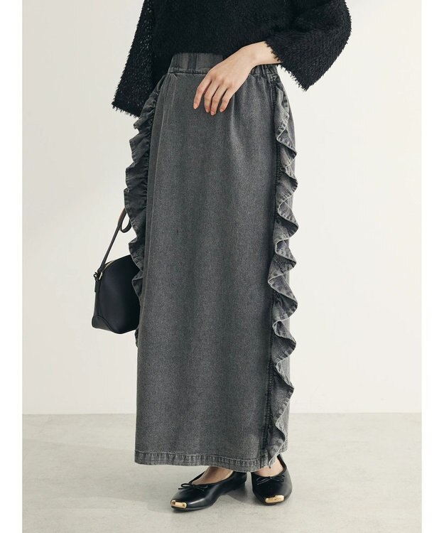 Green Parks ■ＥＳＣＡＲ　デニムサイドラッフルスカート Gray