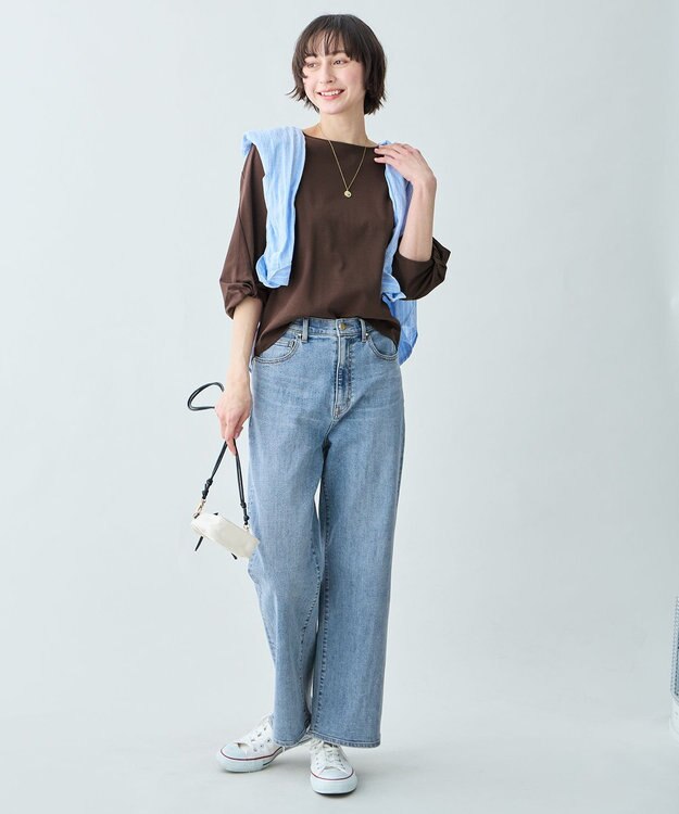 ANY 【WEB限定】シルケットスムースツイストスリーブカットソー ブラウン