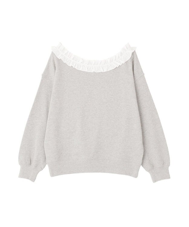 earth music&ecology フリルオフショルウラケスウェット Gray Mixture