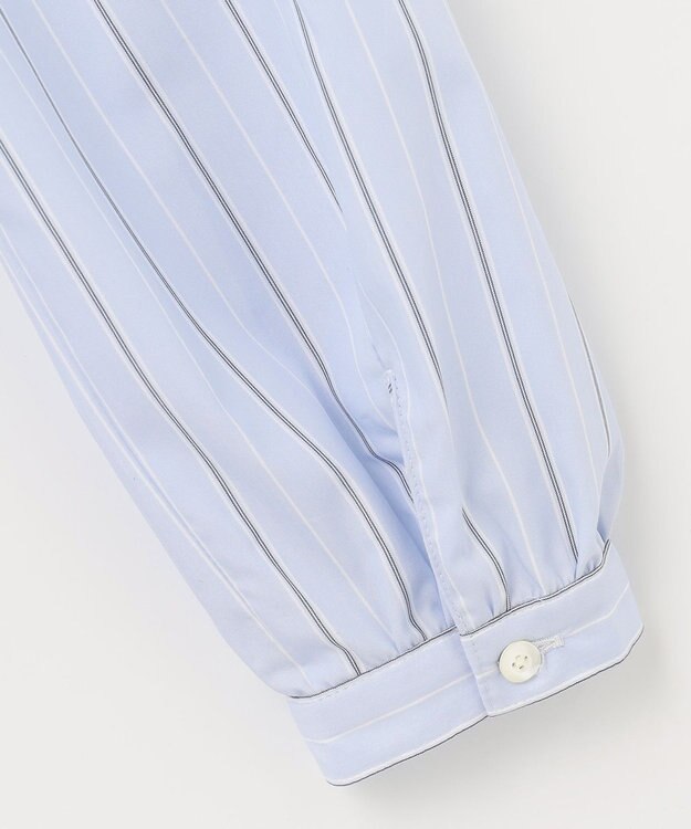 J.PRESS LADIES L 【洗える】ランダムストライプ シャツカラー ブラウス サックスブルー系1