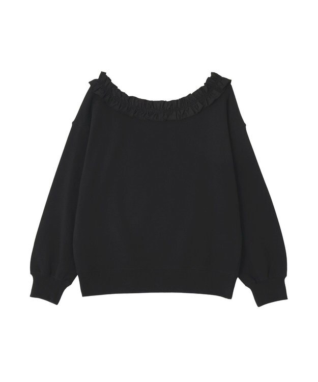 earth music&ecology フリルオフショルウラケスウェット Black