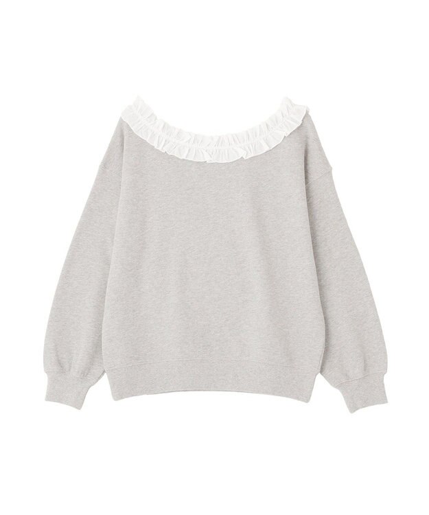 earth music&ecology フリルオフショルウラケスウェット Gray Mixture