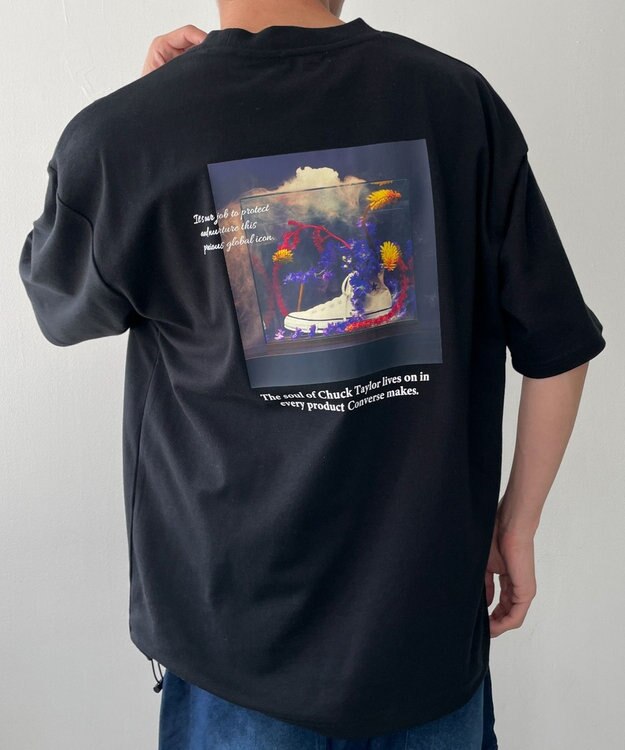 WEGO 【速乾】CONVERSEフォトプリントドロストＴ ブラック