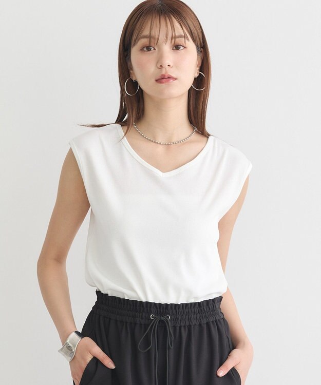 earth music&ecology 前後２ｗａｙステッチリブタンクトップ Ivory