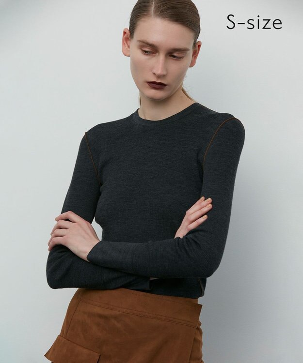 BEIGE， 【S-size】FORD / クルーネックトップス C.Gray×Brown