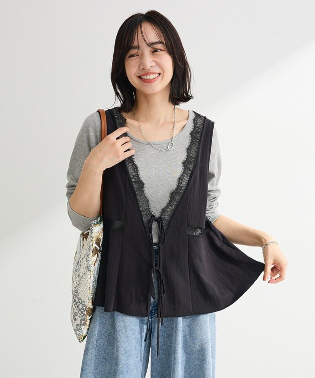 Green Parks バレエネックリブインナー Gray Mixture