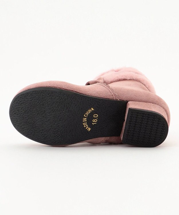 ANY KIDS フェイクファーリボンブーツ ピンクベージュ