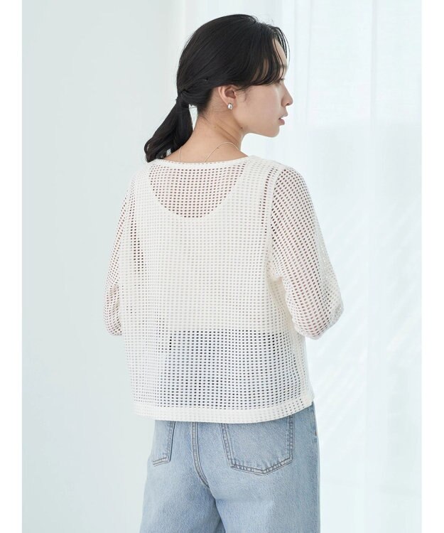 earth music&ecology ＳＥＴ２点メッシュカーディガン＋インナー Ivory