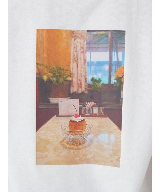 earth music&ecology レトロ喫茶プリントＴｅｅ Off White