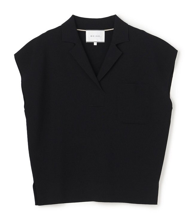 BEIGE， NADIA / ストレッチ スキッパーニット Black