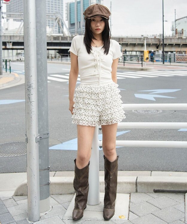 WEGO ヴィンテージライクレースアップT ホワイト