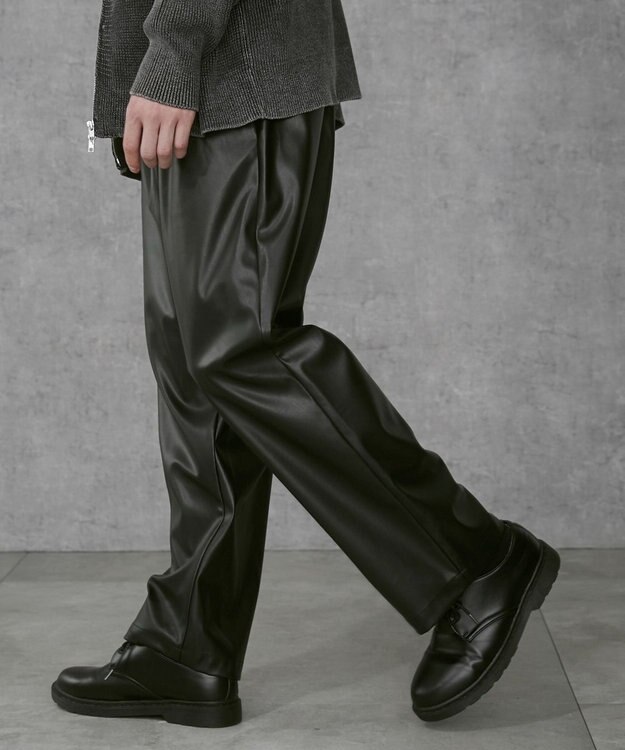 WEGO 【ユニセックス着用ITEM】合皮イージータックパンツ ブラック